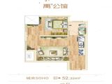 禹洲嘉誉公元_52平户型 建面52平米