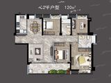 中铁城江督府二期江上_4室2厅2卫 建面120平米