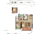 中南菩悦文澜国宾_3室2厅1卫 建面88平米