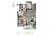 北纬37°月亮湖_2室2厅1卫 建面80平米